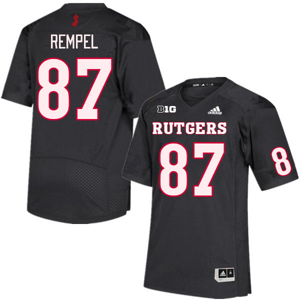 Men #87 Liam Rempel Rutgers Scarlet Knights College Football Jerseys Stitched Sale-Black